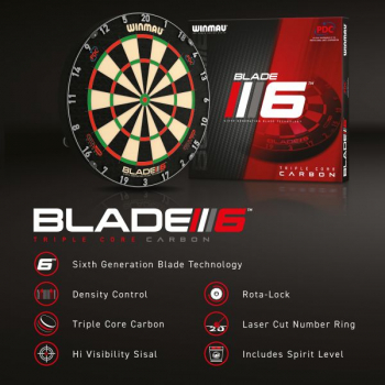 Dartboard Winmau Blade 6 Triple Core Carbon PDC