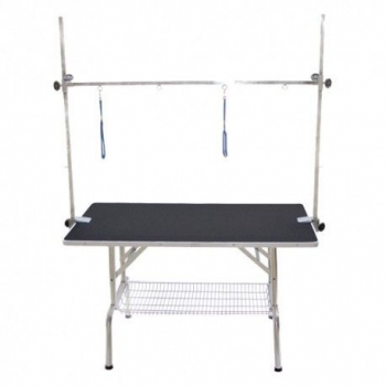Professioneller Trimmtisch - doppelter Trimmarm - Aluminium Stoßleiste - 118x60x75 cm - schwarz